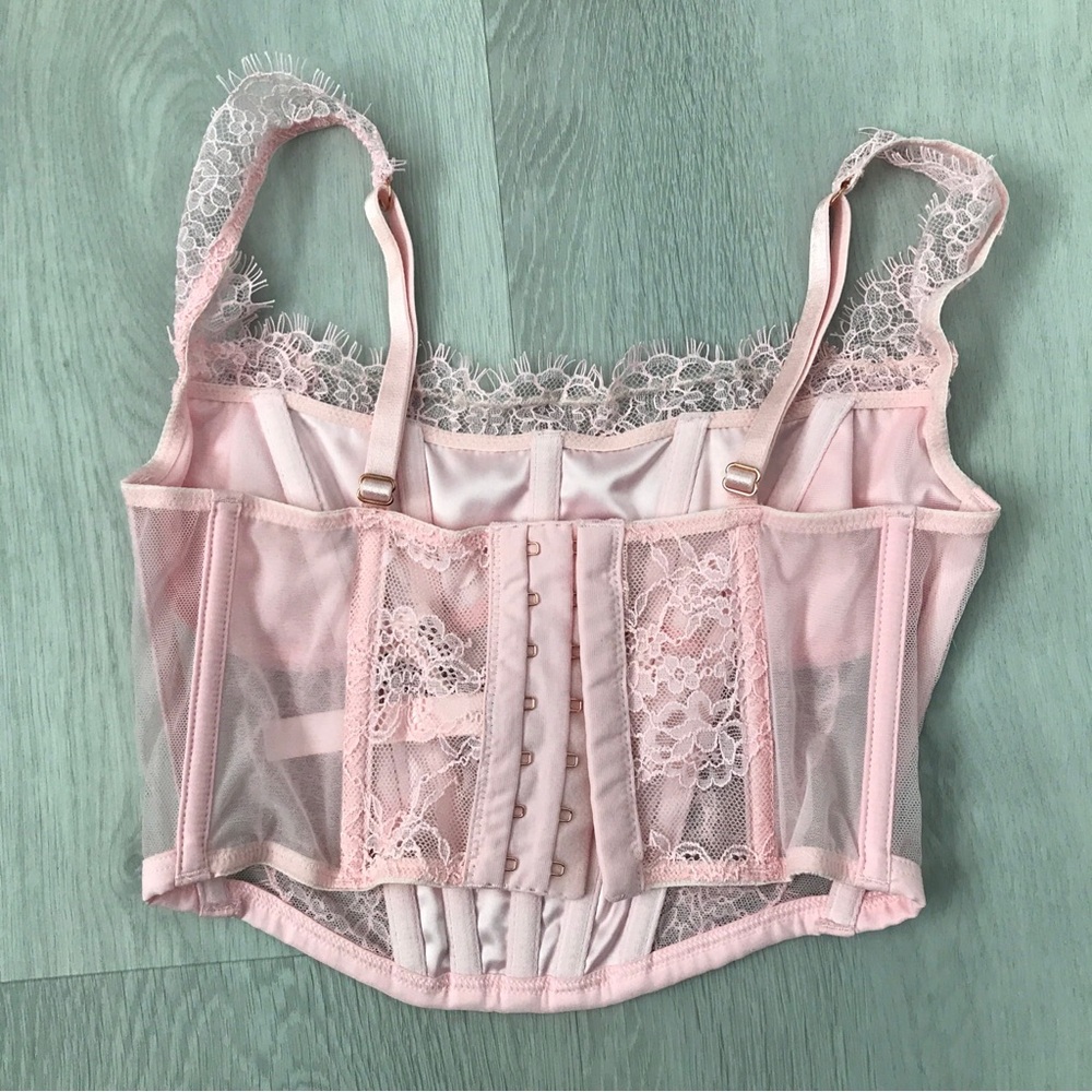 VICTORIAS SECRET PINK EYELASH LACE CORSET XS - Picture 3 of 9